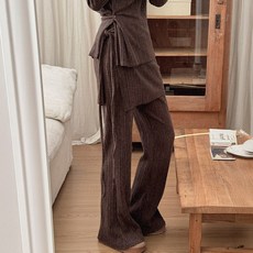 떳다그녀 엔느비 겉기모 커버랩 힙 스커트 밴딩 바지 레이어드 스트랩 플리츠 겨울 주름 부츠컷 팬츠