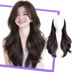 지니판 자연스러운 S컬 빌드펌 웨이브 레이어드컷 일체형 붙임머리, 1개, 다크브라운