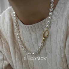 블링살롱 클래식 반전 레이어드 고리 흑진주 목걸이 2컬러 여성 진주 초커 네크리스 하객룩