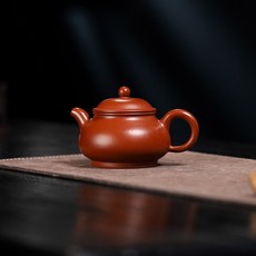 無痕髮貨宜興魚籽硃泥手工潘壺原礦紫砂壺茶具家用泡茶壺, 1個, 潘壺170毫升魚籽朱泥