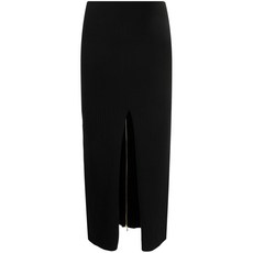 파투 프런트 슬릿 골지 니트 미디 스커트