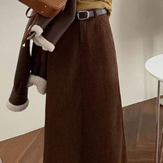 치마 데일리룩 스커트 여성스러운 롱 A라인 골덴 겨울