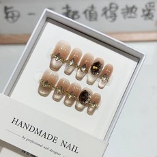 黑桃皇 秋冬貓眼手工假指甲貼 腮紅美甲成品, 1個, 569 長T,大號L, N/A, 長T, 大號L