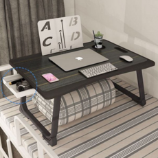 폴딩 접이식 베드 테이블 노트북 좌식 침대 테이블 기숙사 책상, 기본 테이블 블랙