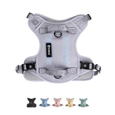 2026 뉴 에디션 Fei & Eve 클래식 강아지 하네스 - 퀵 릴리즈 버클 | 3포인트 당김 없는 컨트롤 튼튼한 900D 나일론 이중 안전 핸들 통기성 메시 조절 가능한, 트와일라잇 그레이