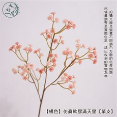 大好屋 擬真花藝裝飾 拍照道具佈景 居家空間美化, 1個, 【橘色】仿真軟膠滿天星【單支】, 橘色