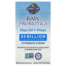 가든오브라이프 RAW Probiotics 50세 이상 남성용 활성 배양균 850억 마리 베지 캡슐 90정, 1개