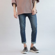 Develo 男式跨度 9 部分水洗隱藏綁帶下擺剪裁牛仔褲錐形牛仔褲修身版型 5 種顏色