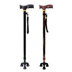 등산장비 알루미늄 환자 노인 보행 3발 접이식, 블랙