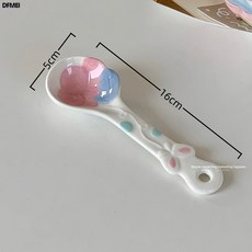 DFMEI 高溫釉下彩碗碟套裝家用高級感湯碗飯碗網紅喬遷陶瓷餐具碗盤全套, 1個, 萄你歡心-長柄勺, 參考詳情