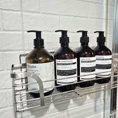 더편한생활 스텐레스 욕실 선반 튼튼한 무타공 일자형 정리대, 실버, 1개