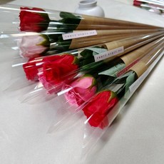 봄의선물 크라프트 한송이 비누꽃 장미 카네이션 어버이날 스승의날 성년의날 교회 행사 단체, 10개, 크라 장미 - 혼합색상