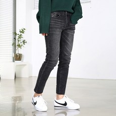 男式 9 部分隱藏式鑲邊剪裁牛仔褲 男式牛仔褲 牛仔布