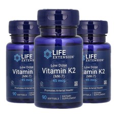 라이프익스텐션 비타민K 저용량 비타민K2(MK-7) 45mcg 소프트젤 90정 2+1, 90회분, 3개