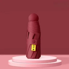 미니 캡슐 접이식 우산 비닐 박스 포함 양용 보호 UV 차단 여행 액세서리 야외용, 04 Wine Red