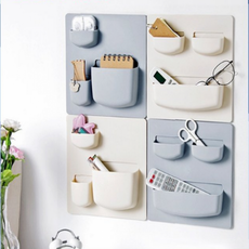 [UBA] 월포켓 정리함 사각홀더 소품수납 벽부착형, 1개, 세로 베이지