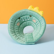 伊莉莎白圈 寵物頭套 防舔圈 造型頭套 軟圈頭套 寵物布頭套 貓用頭套 棉質【台灣現貨】, 1個, 綠色恐龍,XL