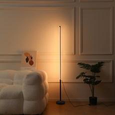 미노크 LED 거실 장스탠드 일자 기둥 조명 3색조절, 블랙