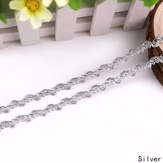 의류 부자재 물결 곡선 자바라 레이스 테이프 2 야드 금색과 은색 소파 커튼 홈 섬유 diy 재봉 액세서리 트림 리본, 2야드, 은, 1개