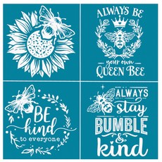 해바라기 꿀벌 자체 접착 실크 스크린 인쇄 스텐실 메쉬 전송 DIY, 1개