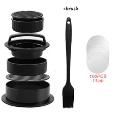 3in1햄버거 고기 프레스 메이커 둥근 모양 붙지 않는 박제 패티 그릴 파이 금형 제조기 주방, 01 3 pcs set