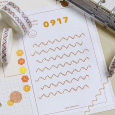 잘팔아스토어 컬러 띠 마스킹 테이프 웨이브 다이어리데코 다꾸 스티커 다꾸스티커 다이어리꾸미기