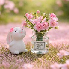 [MSMULTIVERSE] 힐링템 토끼 꽃 자동차 차량 대시보드 인테리어 꾸미기 피규어 소품 장식품, 1세트, 블러쉬 핑크