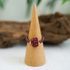 경면주사 비즈 구슬 부적 불교 염주 반지, 코끼리