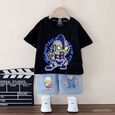 奧特曼衣服男童夏裝套裝2025新款寶寶夏季兒童短袖小男孩薄款潮帥