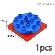 Duploes 대형 벽돌 크리 에이 티브 스윙 Ladde 시소 장난감 큰 빌딩 블록 놀이터 부품 풍선 슬라이드 계단, 49 Turntable Blue