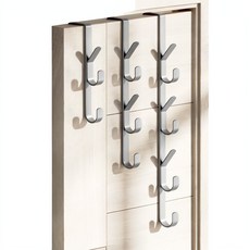 免打孔金屬門後掛鉤, 門後掛鉤 - 3鉤 - 灰色 - 1個 無規格, 1個