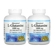 내추럴팩터스 Natural Factors 미분화 L 엘 글루타민 1000mg 180베지캡슐 2개 Glutamine 글루탐산 아미노산, 180정