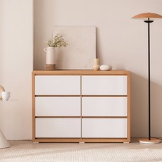 [삼익가구]빅라지 1200 6단 광폭 초대형 와이드 서랍장, 화이트+오크