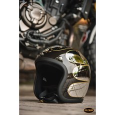 GU CAMP騎士部品 Gallop 1932 蛋形小帽體 3/4安全帽 復古飛鏢彩繪, 手工作舊電鍍銀,L, 1個