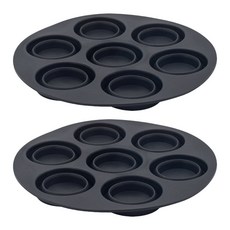 홈 베이킹을 위한 실용적인 실리콘 머핀 트레이 7홀 붙지 않는 디저트 몰드, 검은색