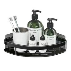 浴廁置物架 太空鋁置物架 浴室置物架 加寬加厚 衛生間置物架 墻上收納 毛巾置物架, 1個, 三角【9個及以上請選宅配】, 黑色