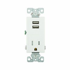 EATON TR7741系列 15A 125V USB插座 5-15R Decorator型 BSMI認證, 1個, 單USB+插座 (不含面板)