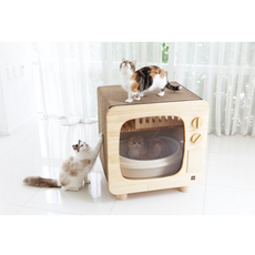 디어캣 TV 화장실 고양이 원목 화장실, 오른쪽(화면과동일), 1개