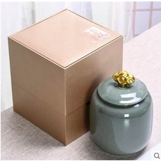 陶瓷茶葉罐 禮盒包裝, 茶葉包裝盒空禮盒高檔通用一斤裝單罐普洱大號陶瓷密封防潮茶葉罐, 1個