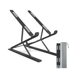 제이로드 노트북 알루미늄 2단 접이식 휴대용 거치대 + 파우치, 블랙, 1개