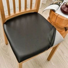 식탁 의자 쿠션 PU가죽 커버 천갈이 의자커버 탈착식 리폼, C. PU 방석 커버 3543cm, I. 블랙