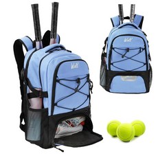 WOLT | 여성용 남성용 테니스 가방 백팩-대형 라켓 백 통기성 신발 수납 공간이 있는 2개 보관 피클볼 백|테니스 피클볼 농구 축구 체육관에 적합 452816, 라이트블루 452816