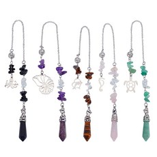 5개 천연 보석 다우징 추(스테인리스 스틸 부품 포함)275~284mm, 혼합색