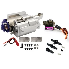 WPL B1 MN D90 1/12 RC 자동차 부품 용 서보가 장착 된 3 세대 풀 메탈 단 기어 박스 변속기, 02 Silver