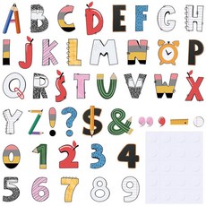 Humyoun 176피스 17.8cm(7인치) 대형 게시판 알파벳 글자 및 숫자 접착 도트 340개 교실 학교 게시판 칠판 장식용 큰 종이 글자 컷아웃(마카롱 색상), 밝음, Novel