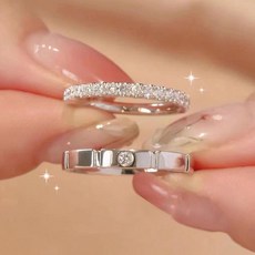 FANSYLI 커플링 결혼반지 남여 모이사나이트 반지 14K 18k 도금 커플반지 프로포즈 반지 1쌍 사이즈 조절 가능 0505F10
