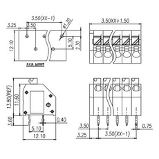100PCs 다채로운 3.5mm 간격 PCB 연결 단자 블록 DG250 나사없는 2P, 03 2P grey, 01 AB type