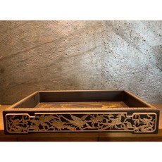黑檀木雕刻禮盤 祭祀用品, 1個