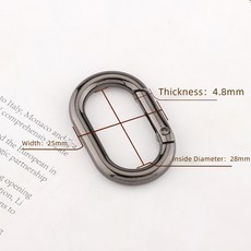 5 개/몫 금속 타원형 Carabiner 걸쇠 클립 스냅 후크 스프링 개방형 열쇠 고리 DIY 펜던트 커넥터 개 체인 버클 가방 Carabiner, Gun Black28mm