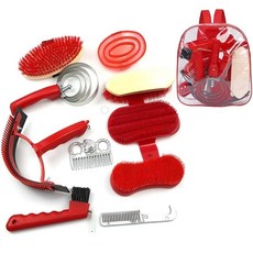 MORECP 10개 말 그루밍 키트 토트백 스웨트 스크래퍼 커리 빗 브러시 발굽 픽이 포함된 관리 세트 - 필수 용품-MP1133, 10개 말 그루밍 키트, 토트백, 스웨트 스크래퍼, 커, 1개